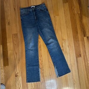 Zara high rise flare slit denim